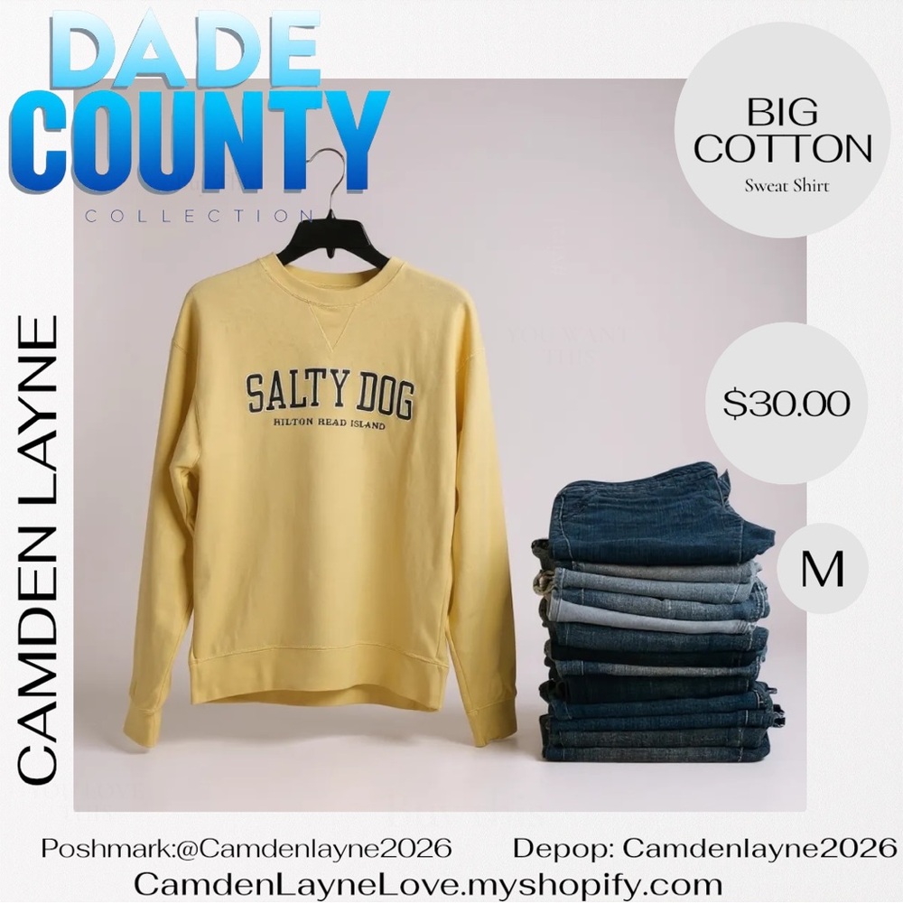 Big Cotton Salty Dog Yellow Sweatshirt - Picture 2 of 5